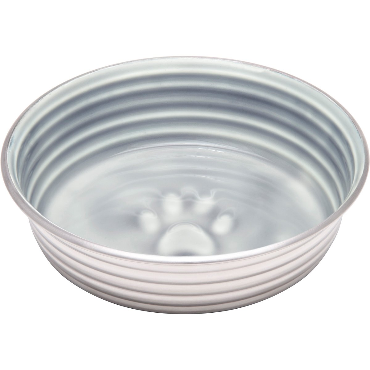 Loving Pets Le Bol Glazed Interior Stainless Steel Dog Bowl Non-Slip Dishwasher Safe Durable Pet Dish - Parisian Grey - Small (500 ml)