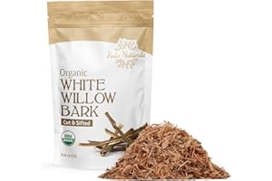 Halo Naturals Organic White Willow Bark Cut & Sifted, 4 Ounces (Salix alba) USDA Certified | Resealable Pouch| Packaged in The USA (Pack of 1)