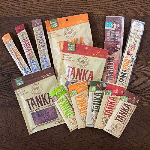 Bison Pemmican Meat Bars with Buffalo & Cranberries by Tanka, Gluten Free, Beef Jerky Alternative, Slow Smoked Original, 1 Oz, Pack of 6