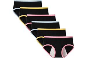 Hbhpov Teen Girls Cotton Underwear Menstrual Period Pants Leakproof Knickers Solid Panties for Teenage Age 10-18 (Pack of 6)