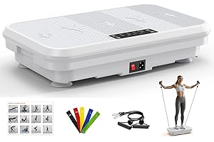 VITALWALK 3D Vibration Plate Exercise Machine for Lymphatic Drainage, Whole Body Vibration Plate for Weight Loss, 330lbs Capacity Vibrating Platform Board Home Gym Quiet, 5 Yoga Belts & 2 Resistance Bands