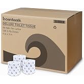 Boardwalk 2-Ply Bathroom Toilet Paper Tissue, Septic Safe, 500 Sheets/Roll, Bulk Quantity 96 Rolls/Carton, 4