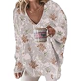 Women’s Oversized V-Neck Sweaters Long Sleeve Fuzzy Knit Warm 2025 Pullover Sweater Top