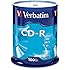 Verbatim 700MB 52x 80 Minute Branded Recordable Disc CD-R - 100-Disc Spindle, FFP 97458