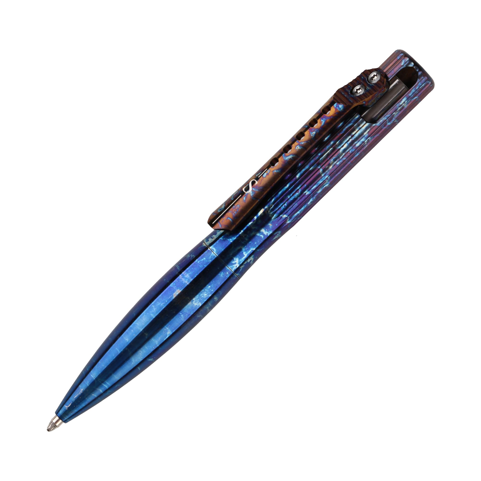 SMOOTHERPRO Titanium Wide Grip Bolt Action Pen | Retractable Ballpoint Pen Short Pen | Compatible with Parker Refill | for Office School Business EDC (TBP03) | Multicolor