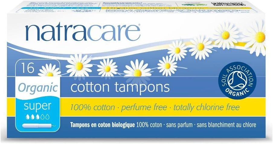Natracare Organic Cotton Tampons Super Absorbency with Card Applicator, 16 Count (Pack of 1)