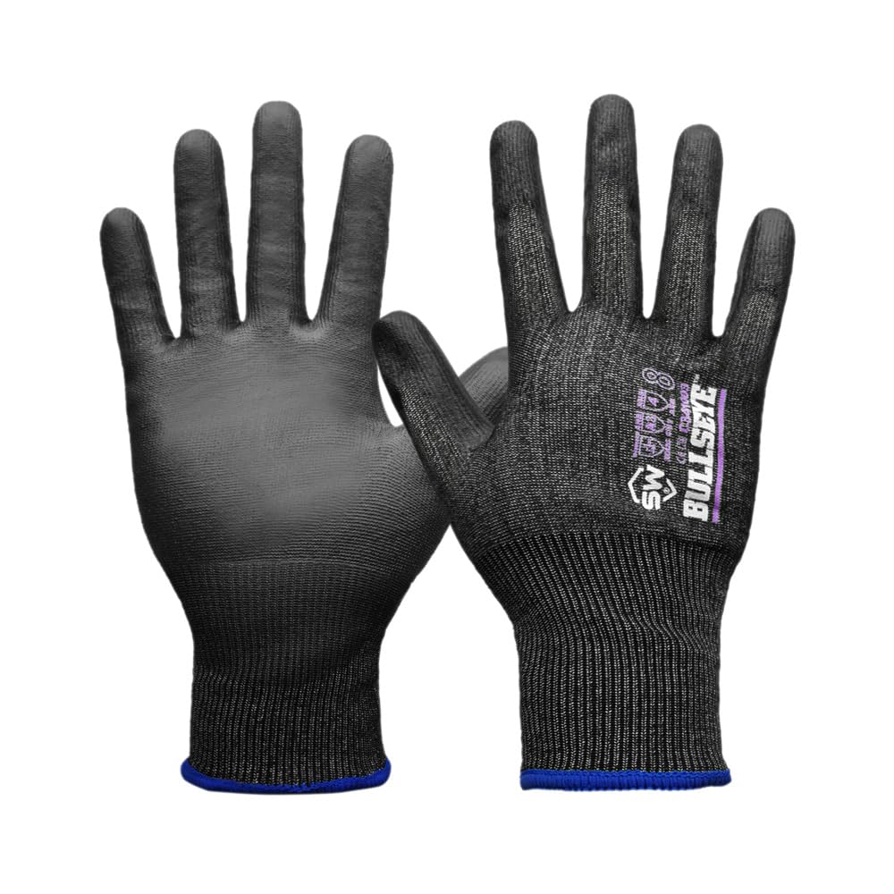 QEARSAFETY 3 Prs 18 Gauge Ultra Light weight Cut Resistance Work Safety Gloves, Thin PU Palm Coated, Precision Work Handling (XXL)
