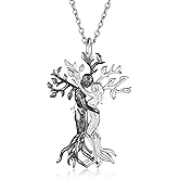 Zepmais Hug Couple Necklace for Women - 925 Sterling Silver Tree of Life Pendant Lovers Embrace Jewelry Gifts for Wife Girlfriend, Him and Her