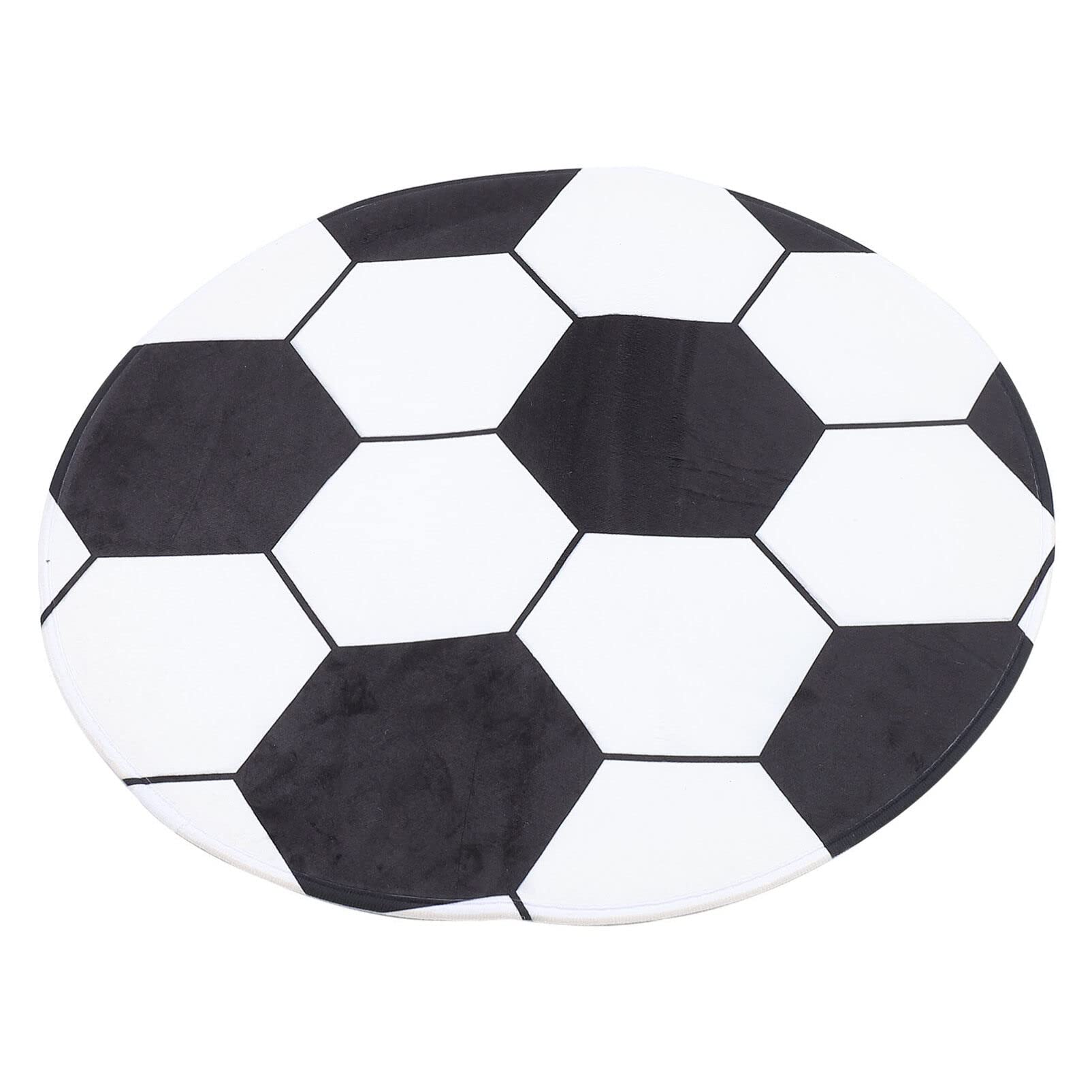 Milisten Soccer Rug Round Kids Rug Football 60cm Round Rug Carpet Floor Chair Mat Circle Area Rug for Kids Rooms Childrens Bedroom Black White Football Check
