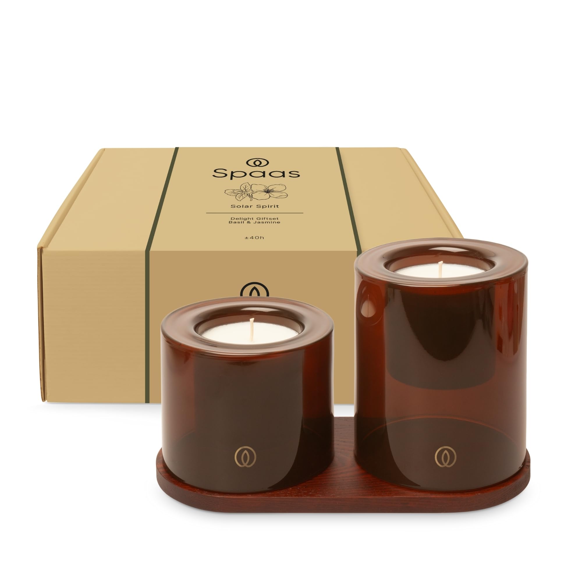 Spaas Giftbox Delight Scented Candles with Wooden Decoration Tray, Solar Spirit