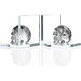 1 Pair Black Crystal Skull L-Shaped Glass Bookends - 3.94x3.94x4.33 Inches, Heavy Duty, Gothic Shelf Decor - View #12