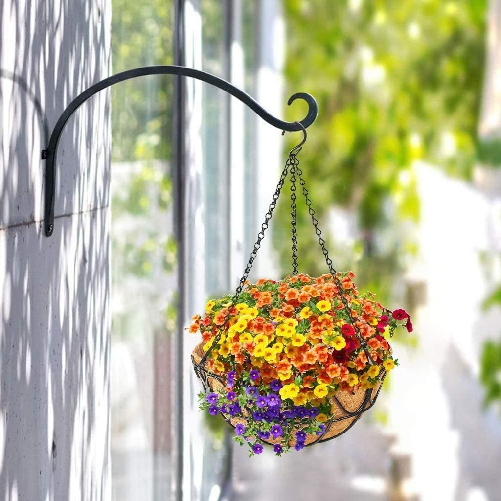 CABASAA 2 Pack Metal Hanging Planter Basket with Coco Coir Liner Chain Round Wire Plant Holder Flower Pots Hanger Garden Decoration Porch Decor Watering Hanging Baskets Indoor Outdoor (12INCH): Kitchen & Dining