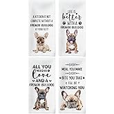 Tzhim French Bulldog Gifts Kitchen Towels Set of 4, Frenchie Mom Gift, French Bulldog Gifts for Women Dish Tea Towels for Kitchen, FrenchBulldog Hand Towels, Dog Home Decor, 16x24inch