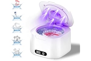 Upgraded Ultrasonic Retainer Cleaner Machine, 49kHz Ultrasonic Denture Cleaner for Mouth Guard, Night Guard, Braces, Aligner,