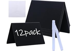 AQSXO 12 Pack Mini Chalkboard Signs (4"x3") with Liquid Chalk Marker Perfect for Parties, Weddings, Buffet Table Signs and Bakery Labels.