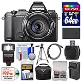 Olympus Stylus 1s Wi-Fi Digital Camera with 64GB Card + Case + Flash + Battery + Charger + Tripod + HDMI Cable + Kit