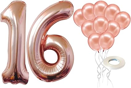 Amazon Com Rose Gold 16 Balloon Numbers Set Large 40 Inch Rose Gold Latex Balloons Pack Of 10 Sweet 16 Birthday Balloons Decorations 16th Birthday Decorations 16 Balloons Rose Gold Party Supplies Toys Games Amazon Com Rose Gold 16 Balloon Numbers Set Large 40 Inch Rose Gold Latex Balloons Pack Of 10 Sweet 16 Birthday Balloons Decorations 16th Birthday Decorations 16 Balloons Rose Gold Party Supplies Toys Games