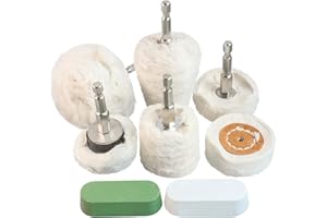 Hiqalty 8pcs Polishing Wheel for Drill, Buffing Wheel Polisher Kit with 1/4" Hex Shafts,Abrasive Wheels for Power-Operated Grinders (8)
