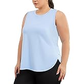 COOTRY Plus Size Workout Tank Tops for Women Sleeveless Athletic Shirts Loose Fit Yoga Running Clothing with Side Slits