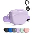 heouvo Dog Treat Pouch with Training Clicker, Upgrade Stronger Magnetic Closure to Avoid Spilling, 1.67 Cup Silicone Treat Bag Fanny Pack with Waist Belt for Pet Training Walking (Violet)