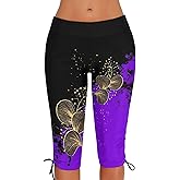 Urchics Womens Plus Size Rash Guard Capris High Waist Swimwear Bottoms Long Swim Shorts Tankini Bottom Swim Lengging