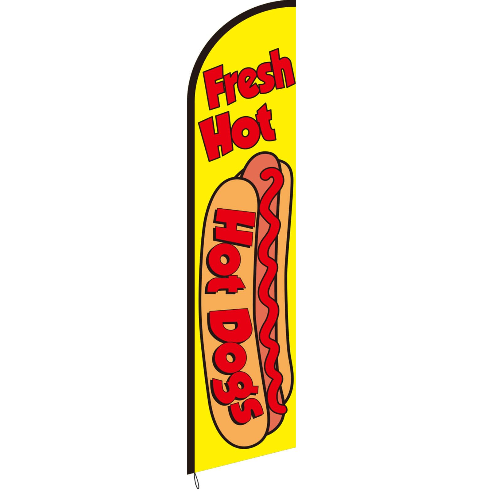Photo 1 of Mindsoft 2. 5 x 12 ft Hot Dog Feather Flag - Windless Single-sided Printing Feather Flag Outdoor Advertising Banner for Business (Yellow)