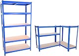 Panana 3x Heavy Duty 5 Tier Steel Garage Shelving Unit 1.8m Blue 280kg Shelf view 3