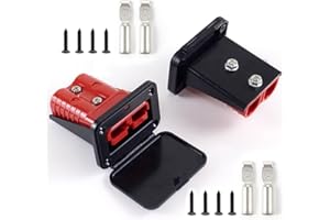 MELSTOM 2 PCS 175A Anderson Plug, Quick Connect Wire Connectors with Mount and Cap, 4-1/0 AWG 12V to 36V Battery Quick Connect Cable Connector for Car Bike ATV Winches Forklift