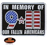 IN MEMORY OF 911 OUR FALLEN AMERICANS, Iron-On/Saw-On, Heat Sealed Backing Rayon 9-11 PATCH - 4