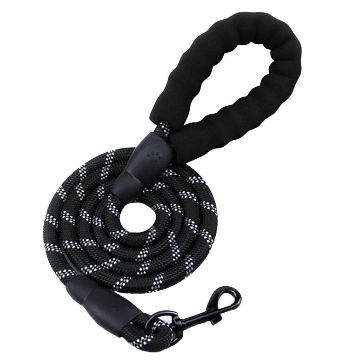 MMSGA Strong Dog Leash for Medium Large Dogs Heavy Duty，5 FT Dog Leash with Comfortable Padded Handle and Highly Reflective Threads (Black)