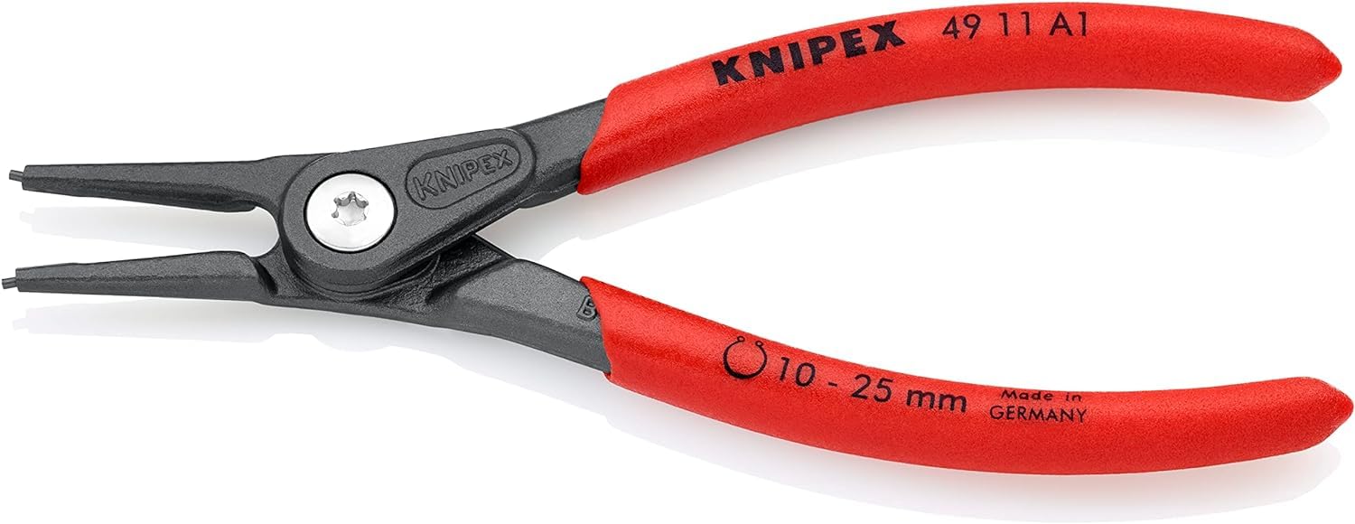 KNIPEX Precision Circlip Pliers for External Circlips on Shafts with Non-Slip Plastic Coating 140 mm, 49 11 A1