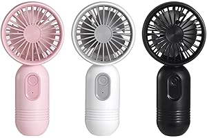 VanSmaGo 3 PCS Portable Mini Fans, Handheld Personal Small Fan with 3 Speeds for Travel, USB Rechargeable Battery Operated Eyelash Fan, Black,White,Pink