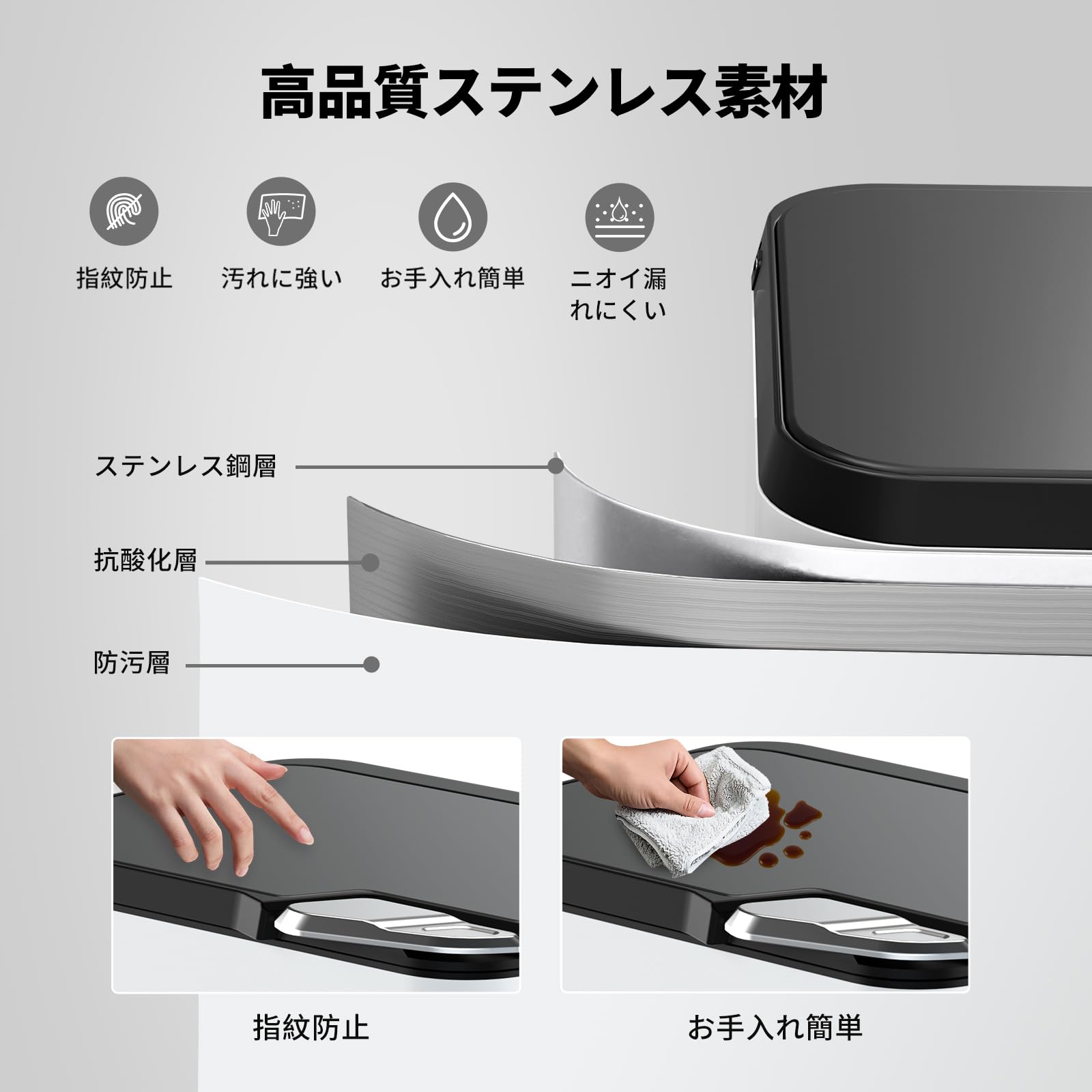 mvm ゴミ箱 2分別 ふた付き スリム おしゃれ ステンレス ダストボックス 36L大容量 脚付き 消臭設計 指紋防止 生ゴミ分別可能 袋が見えない キッチン オフィス用 ホワイト