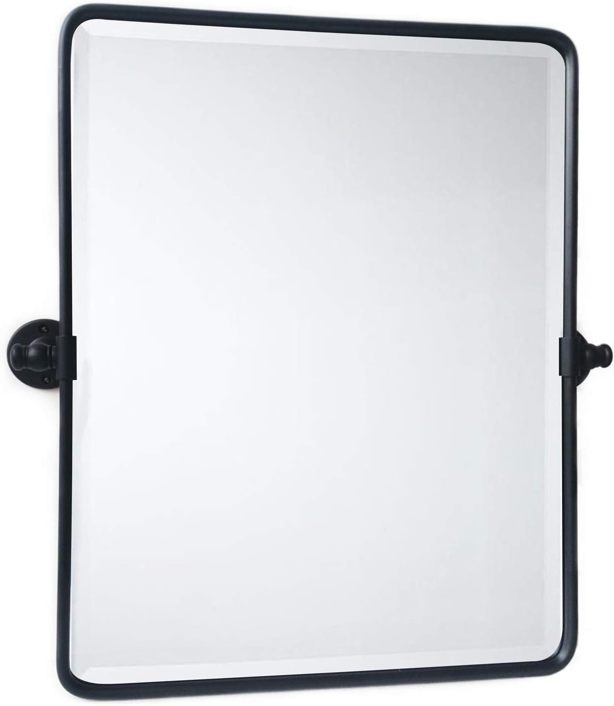 20 x 24 ‘’ Farmhouse Black Metal Framed Pivot Rectangle Bathroom Mirror Rounded Rectangluar Tilting Beveled Vanity Mirrors for Wall Décor: Kitchen & Dining