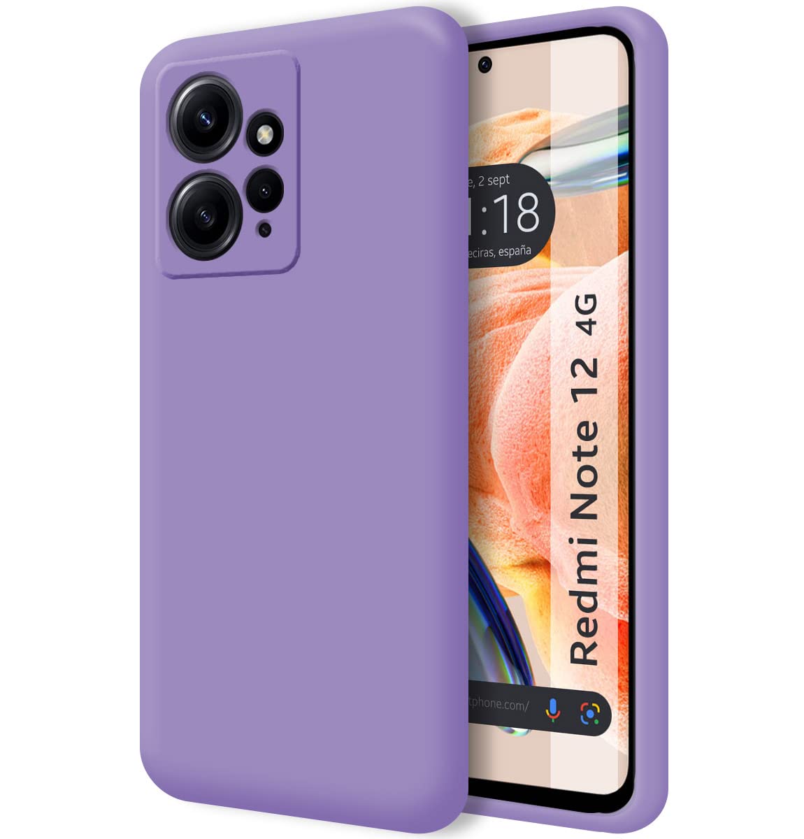 Tumundosmartphone Silicone Liquid Ultra Soft Case for Xiaomi Redmi Note 12 4G Purple