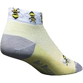 SockGuy Women's 1in Cycling/Running Socks (Bees, Small/Medium)