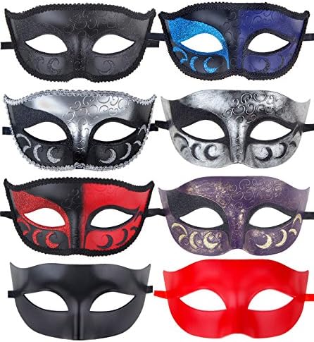 IETANG 8pcs Set Halloween Masquerade Venetian Masks Mardi Gras Costume ACC