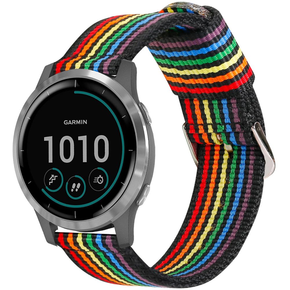 ESTUYOYA - Watch Strap 22mm Compatible with Garmin Vivoactive 4/Forerunner 255/265/Venu 3/Venu 2, Rainbow Colours Gay Pride LGTB Gay Sport Style - Black
