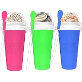 3PCS Slushie Maker Cup - DIY Magic Quick Frozen Smoothies Cups for Homemade Milk Shake Ice Cream Maker, Portable Cooling Cup, Double Layer Squeeze Slushy Maker Cup, Birthday Gifts for Kids Mom