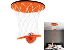 Ceiling Basketball Hoop, Mini Basketball Goal with Soft Ball for Bedroom Office, Hanging Indoor Basketball Hoop on The Ceilin