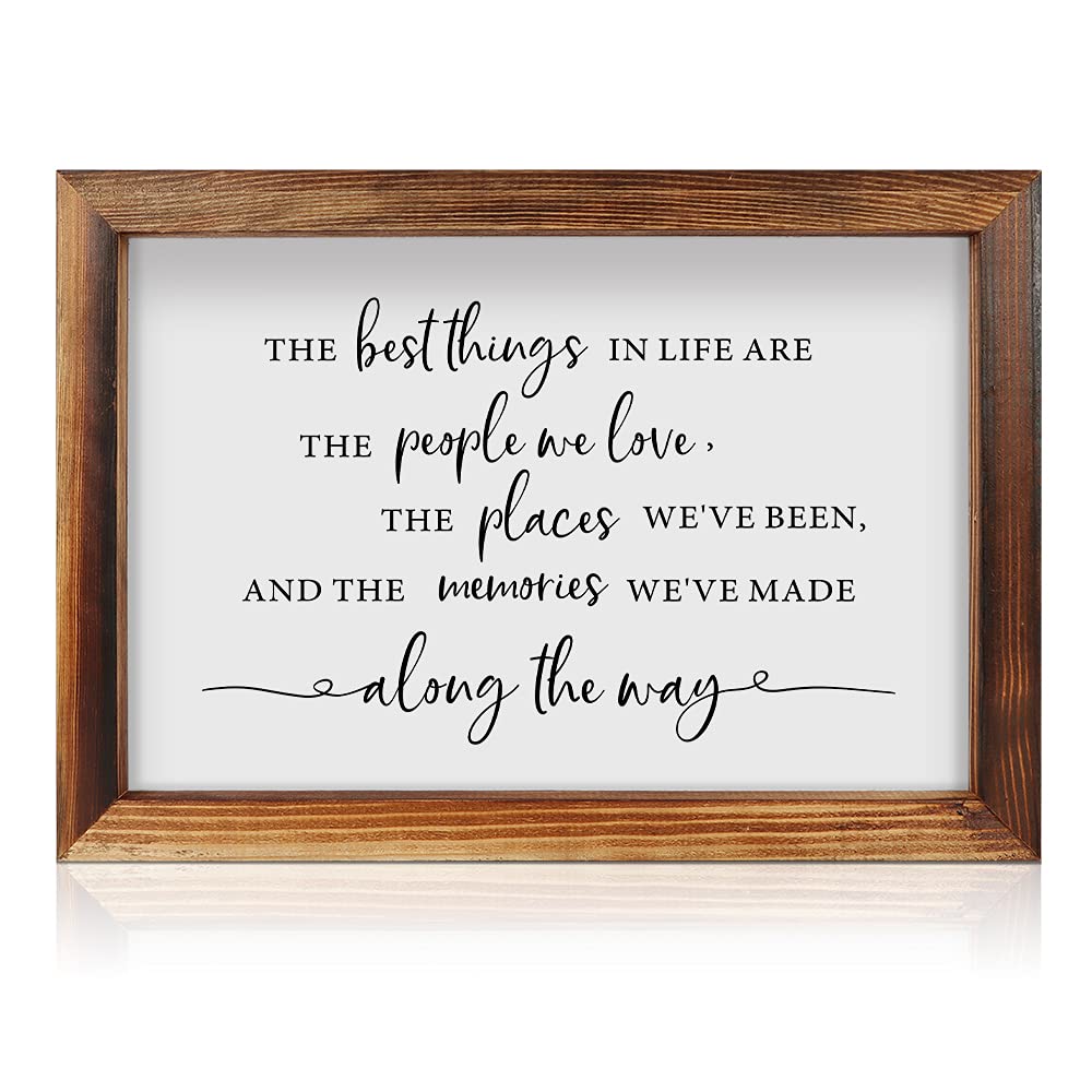 CHDITB The Best Things In Life Framed Wood Sign Plaque(16"×11"), Inspirational Quotes Wooden Wall Table Sign for Home Decor, Vintage Wall Art Sign for Living Room Bedroom Gift Christmas Decorations