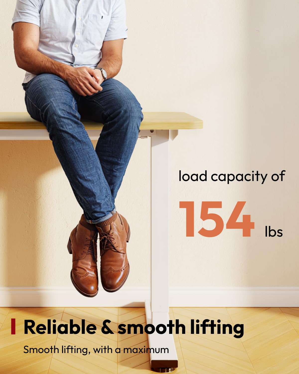 SANODESK Standing Desk Height Adjustable Electric 40x24 Inches Sit Stand Desk for Home Office Ergonomic with Splice Board Two Hooks, White Frame/Maple Top