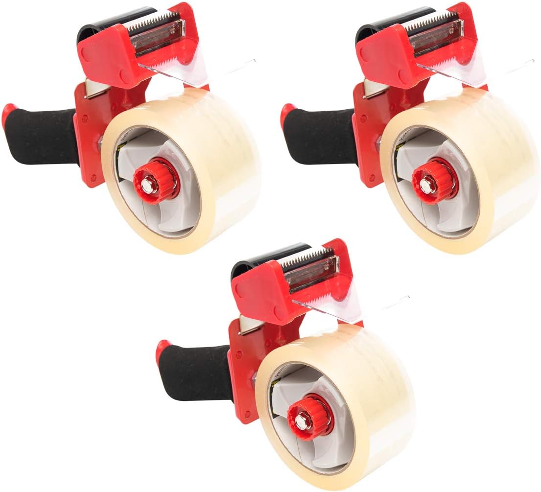 Scotch Brand (3 Pack) 2 Inch Packing Tape Dispenser Gun Packaging Tape with Dispenser Heavy Duty Shipping Tape Gun : Office Products