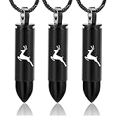 Yinplsmemory 3 Pack Black Cremation Jewelry for Ashes Silver Urn Necklace for Ashes Deer Bullet Memorial Urns Ashes Keepsake Necklace