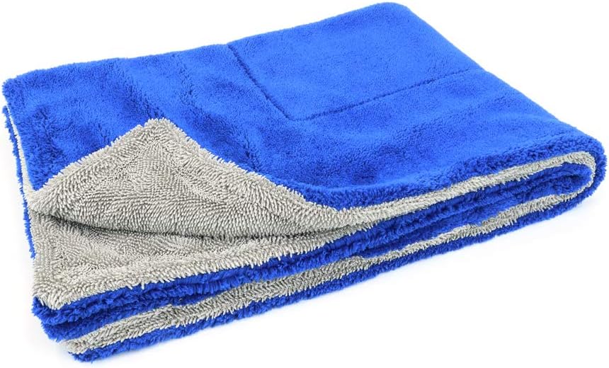 [Amphibian] Car, Truck, SUV Drying Towel | Great for Rinseless Wash | Dual Twist/Plush Weave Dries Streak Free (Blue/Gray, Original (20"x30")): Automotive