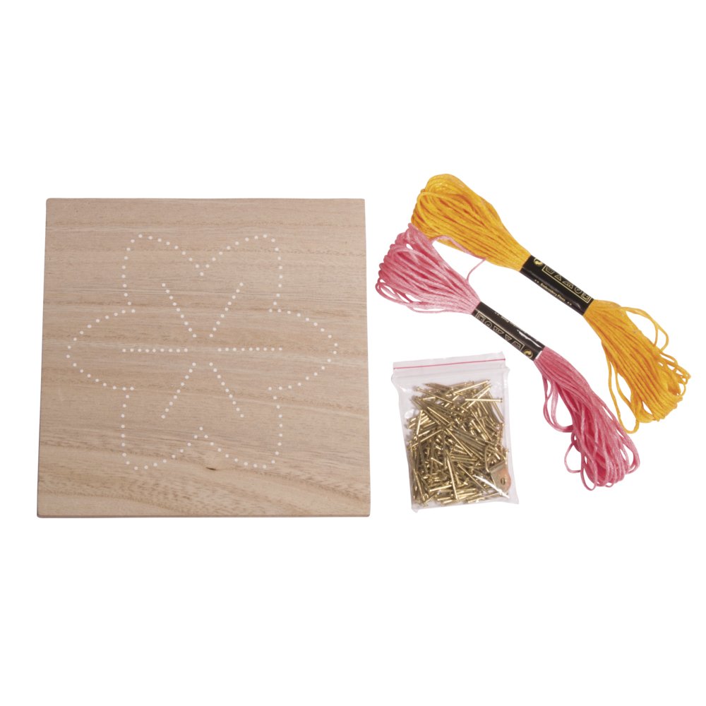 Rayher 70024000 String Art Picture, DIY Craft Kit Blossom, 14x14x0.9cm