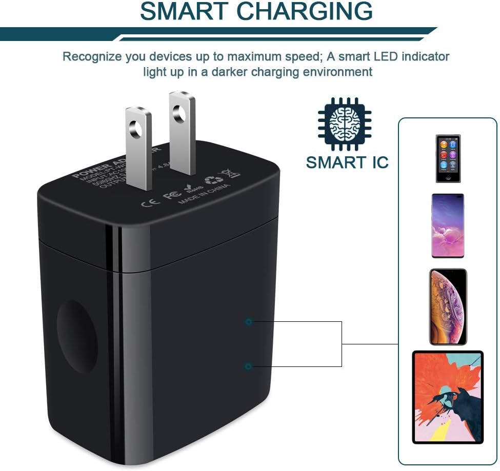 Wall Charger, USB Charger Adapter, Ailkin 4.8A 4Multi Port Fast Charging Station Power Base Block Plug Cube Brick for Phone 11Pro Max/XR/XS MAX/8/7 Plus, Samsung A10e/Note 10+/S10 Kindle Fire USB Plug: Home Audio & Theater
