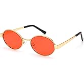 hnbliv Retro Oval Sunglasses for Women Men Shade UV400 Protection Trendy Style
