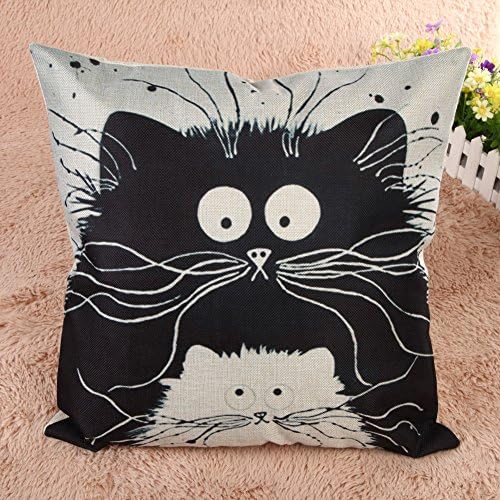 (NO4)Cartoon images Linen Cotton Blend Cushion Cover Home Office Sofa Square Cat Pillow Case Decorative Cushion Covers Pillowcases