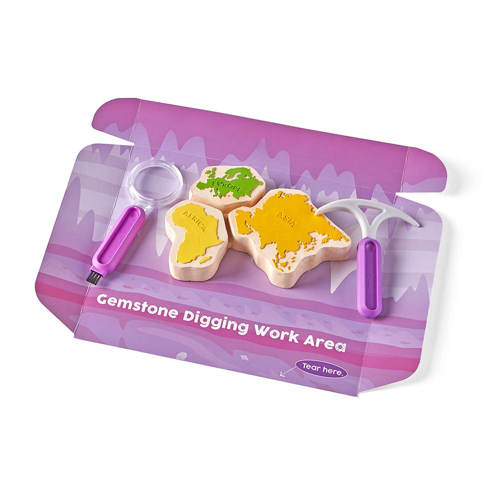 hand2mind World of Gemstones Dig Kit, 8 Real Gemstones to Uncover, Gemstone Display Case, Gem Digging Kit for Kids, Gem Dig Kit, Geology for Kids, Dig Kits for Kids, Fun Homeschool Supplies